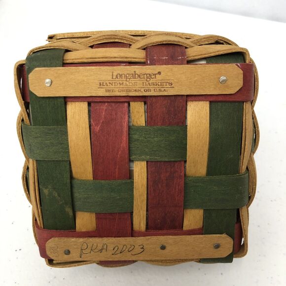 2003 Longaberger Holiday Helper Basket w/Handle, Protector, Fabric Liner Vintage - Picture 8 of 9